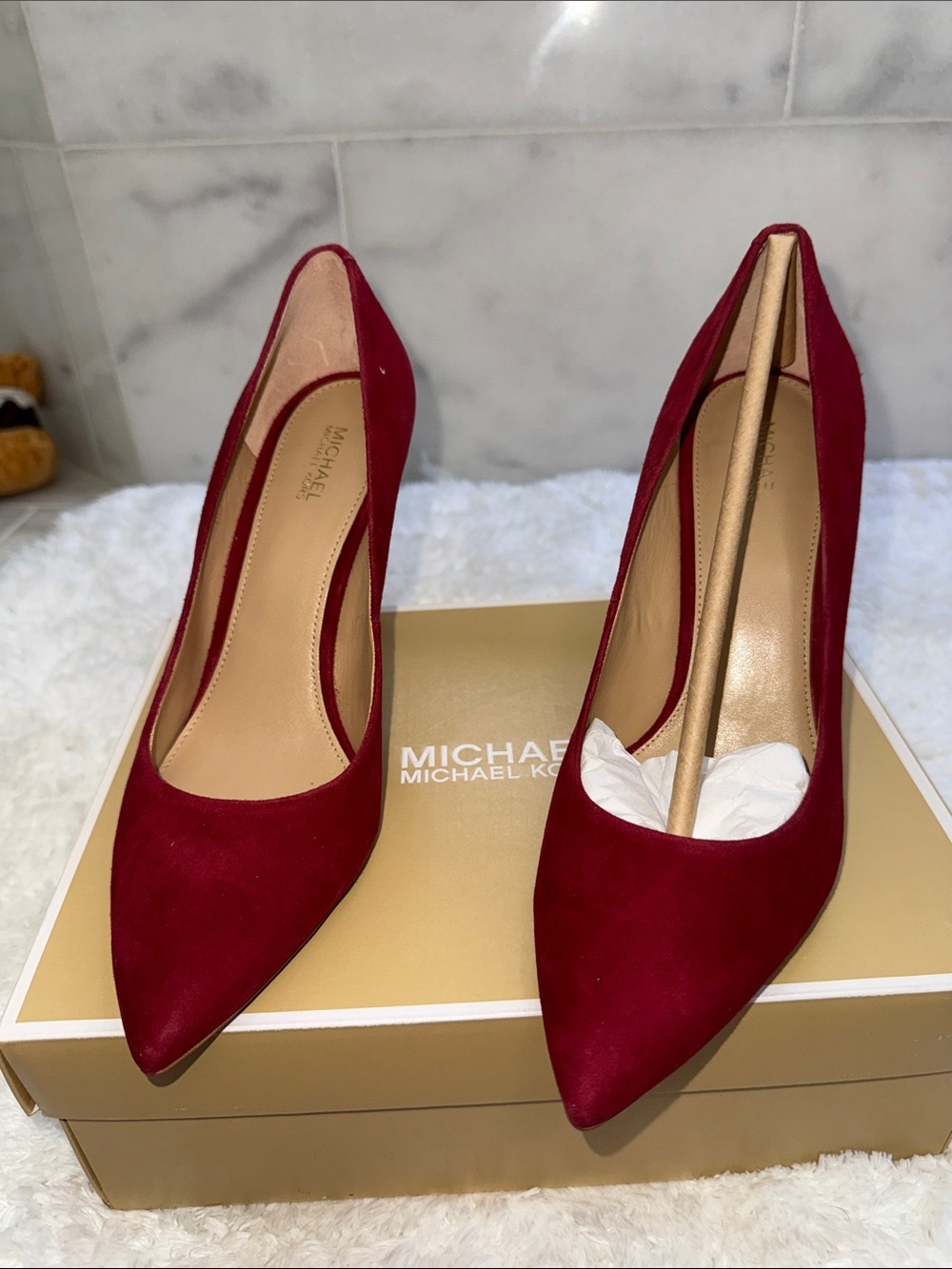 MICHAEL Michael Kors Women's Burgundy Suede Pointed-Toe Pumps 8.5 NIB